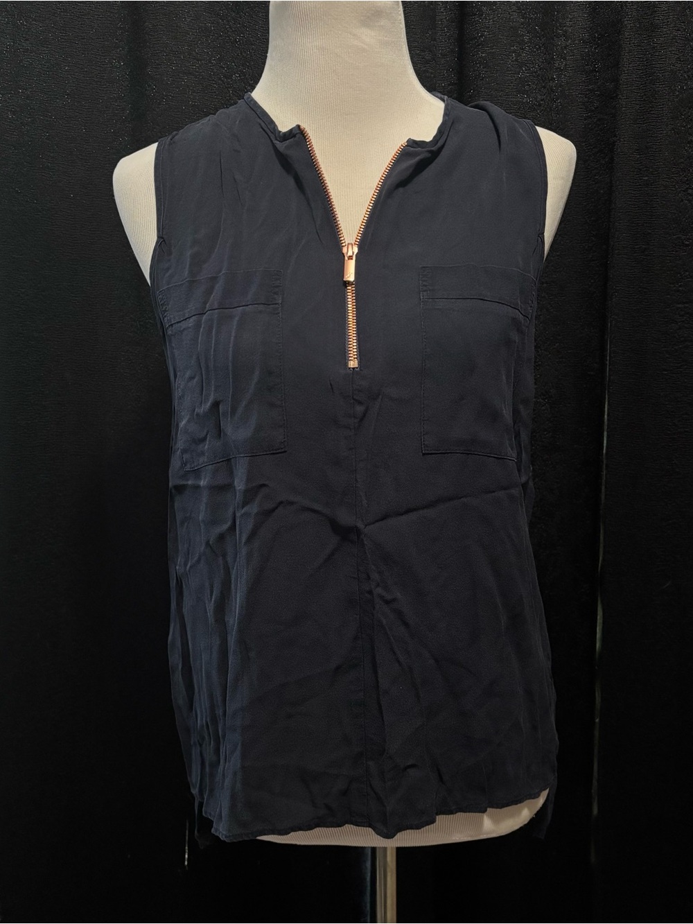 Ginger & Smart Navy Sleeveless Zip Pocket Camisole